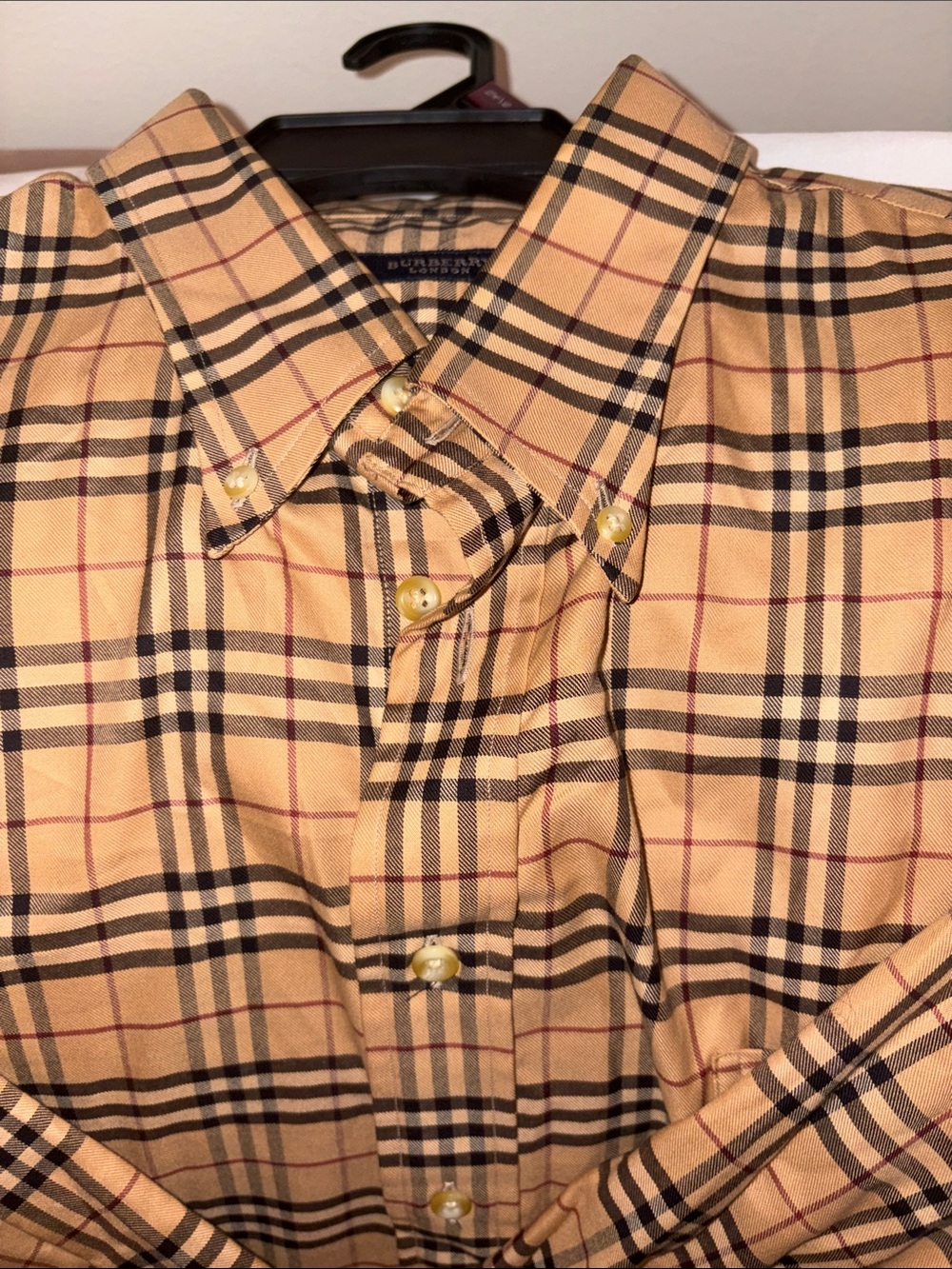 Burberry Beige Plaid Button-Down Shirt